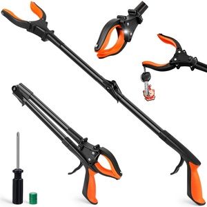 32” Firm Grabber Reacher Tool with LED Light and Magnetic Tip, 90° Rotating Head
